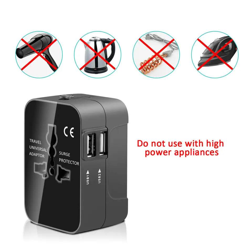 2023Best Selling travel adapter with dual usb port universal adaptor with US EU UK plug adapter