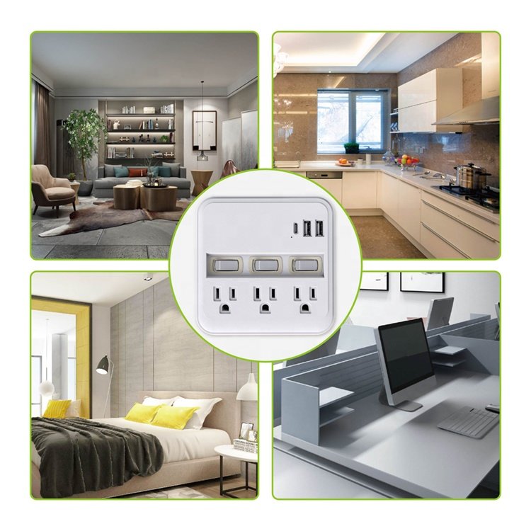 usb wall charger surge protector for outlet with 3 pin us plug sockets and 3 switches electrical