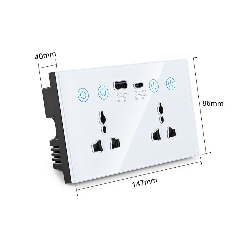 LangYeao Tuya Wifi Universal Smart Home Wall Plugs And Switch Socket Smart USB+Type C