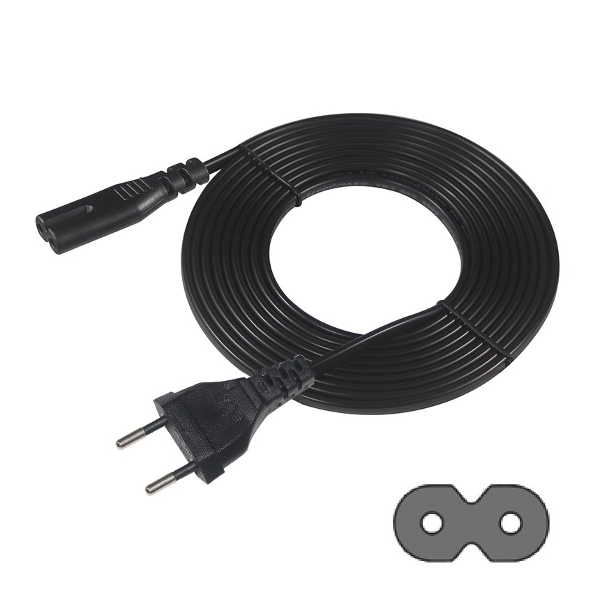Kema Keur Cee Schuko Figure 8 Cable Socket 320 Replacement Eu To Iec 60320 2-Pin Ac Cord C7 Plug Power