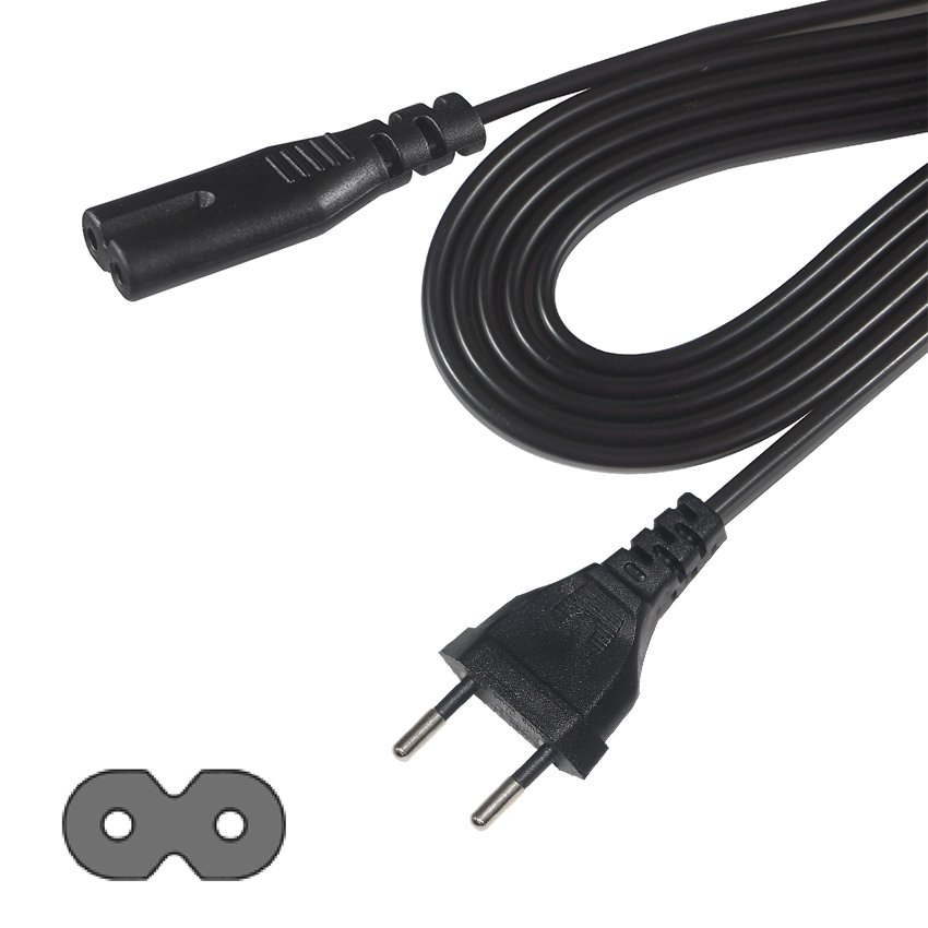 Kema Keur Cee Schuko Figure 8 Cable Socket 320 Replacement Eu To Iec 60320 2-Pin Ac Cord C7 Plug Power