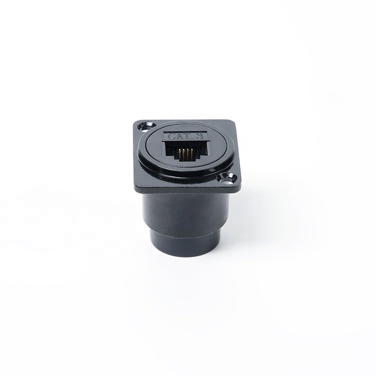 Wall Panel mount Female D-shaped CAT3 module Pass through Ethernet RJ45 Connector ip68 waterproof electrical plug socket