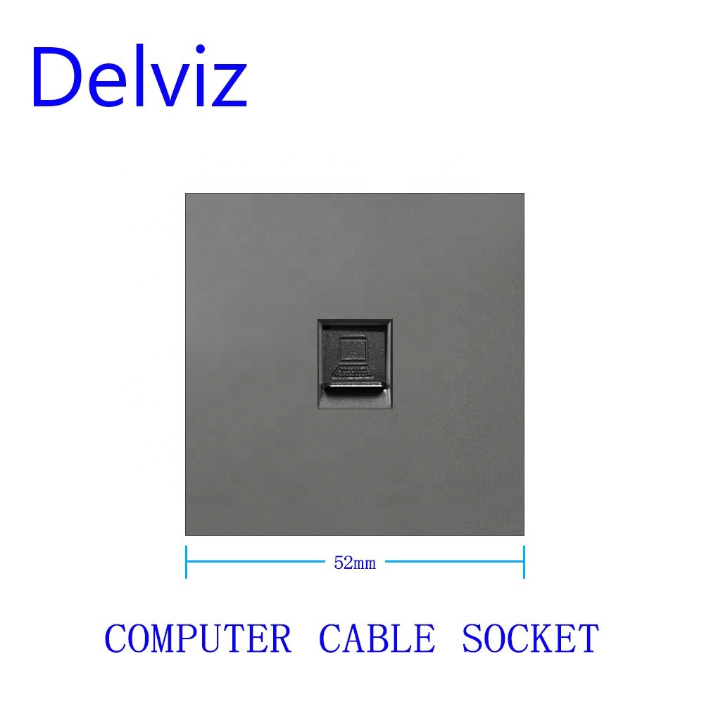 Delviz Grey Glass Panel, Electric plug double socket, USB C Fast charging Outlet, Wall Light Switch, EU Schuko Wall Power Socket