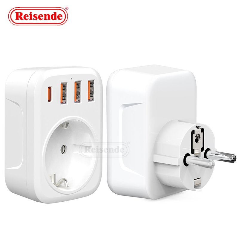 German-French Plug Converter 3 USB + 1 Type-C Multi-Extension Wall Socket UK Standard EU Plug 250V AC 16A Rated Current