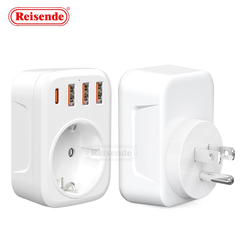 German-French Plug Converter 3 USB + 1 Type-C Multi-Extension Wall Socket UK Standard EU Plug 250V AC 16A Rated Current