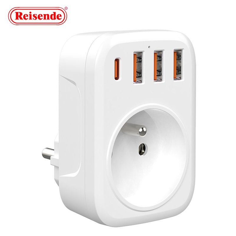 German-French Plug Converter 3 USB + 1 Type-C Multi-Extension Wall Socket UK Standard EU Plug 250V AC 16A Rated Current