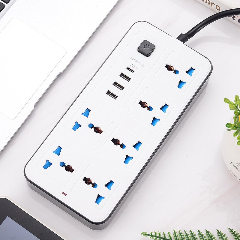 Extension Cable for 3 USB 4-Way Power Strip with Type-C PD Charging Slot Heavy power extension cable Cord Surge Protector Plug