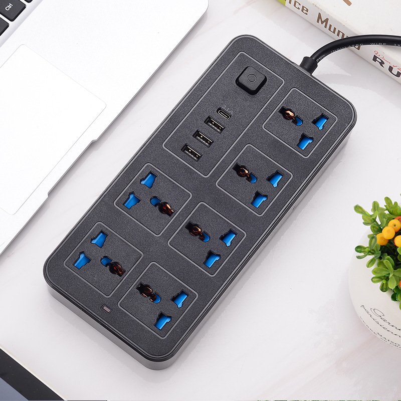 Extension Cable for 3 USB 4-Way Power Strip with Type-C PD Charging Slot Heavy power extension cable Cord Surge Protector Plug