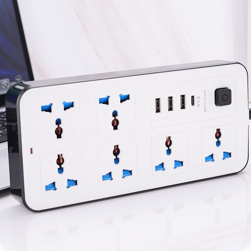 Extension Cable for 3 USB 4-Way Power Strip with Type-C PD Charging Slot Heavy power extension cable Cord Surge Protector Plug