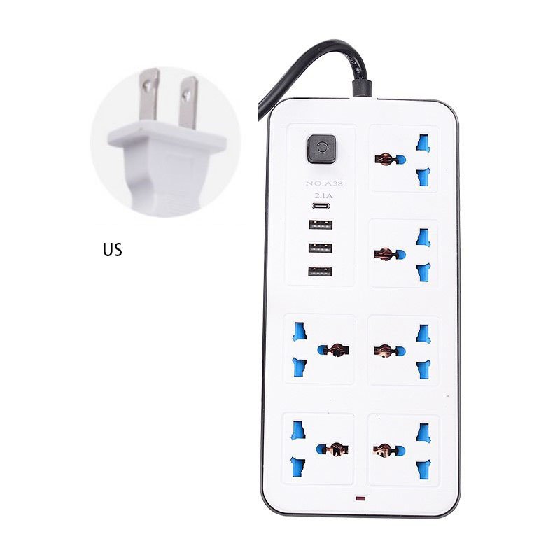 Extension Cable for 3 USB 4-Way Power Strip with Type-C PD Charging Slot Heavy power extension cable Cord Surge Protector Plug