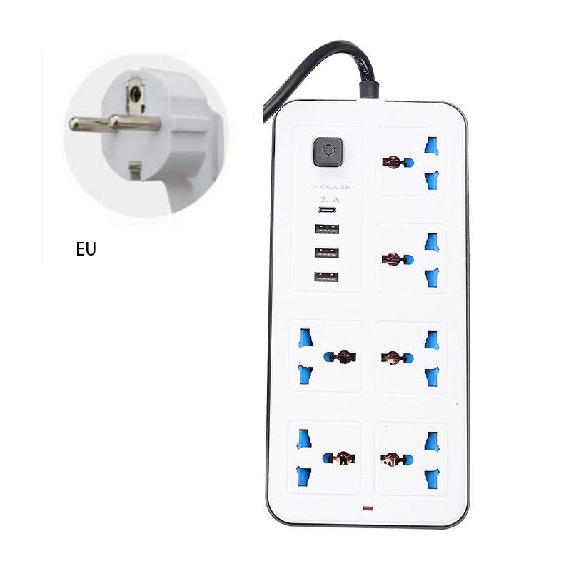 Extension Cable for 3 USB 4-Way Power Strip with Type-C PD Charging Slot Heavy power extension cable Cord Surge Protector Plug