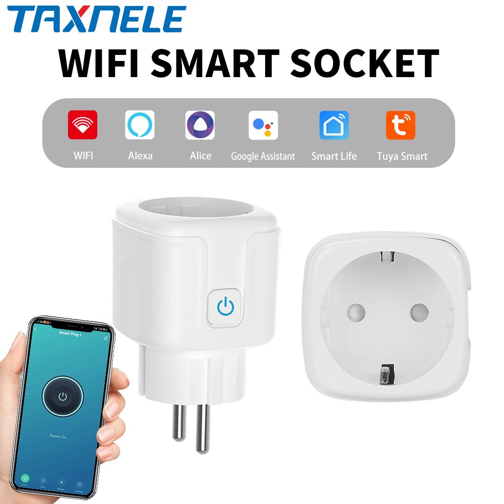 Tuya WiFi Smart Plug 16A EU Smart Socket With Power Monitor Timing Smart Life Work With Alexa Google Home Yandex Voice Control