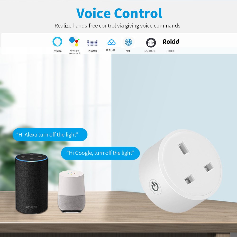SIXWGH UK Standard Wifi Smart Plug Socket Smart Life APP Wireless Remote Control Power Monitor Timer Outlet Google Home Alexa
