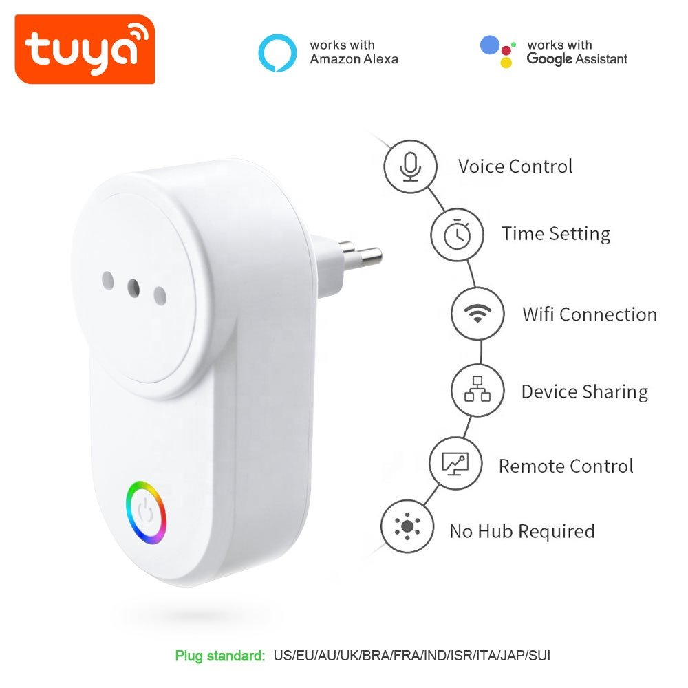 2024 New High Quality EU US UK AU IT Smart Worldwide Power Socket Plug WiFi Smart Outlet with Voice Control PST-LSPA8 Factory