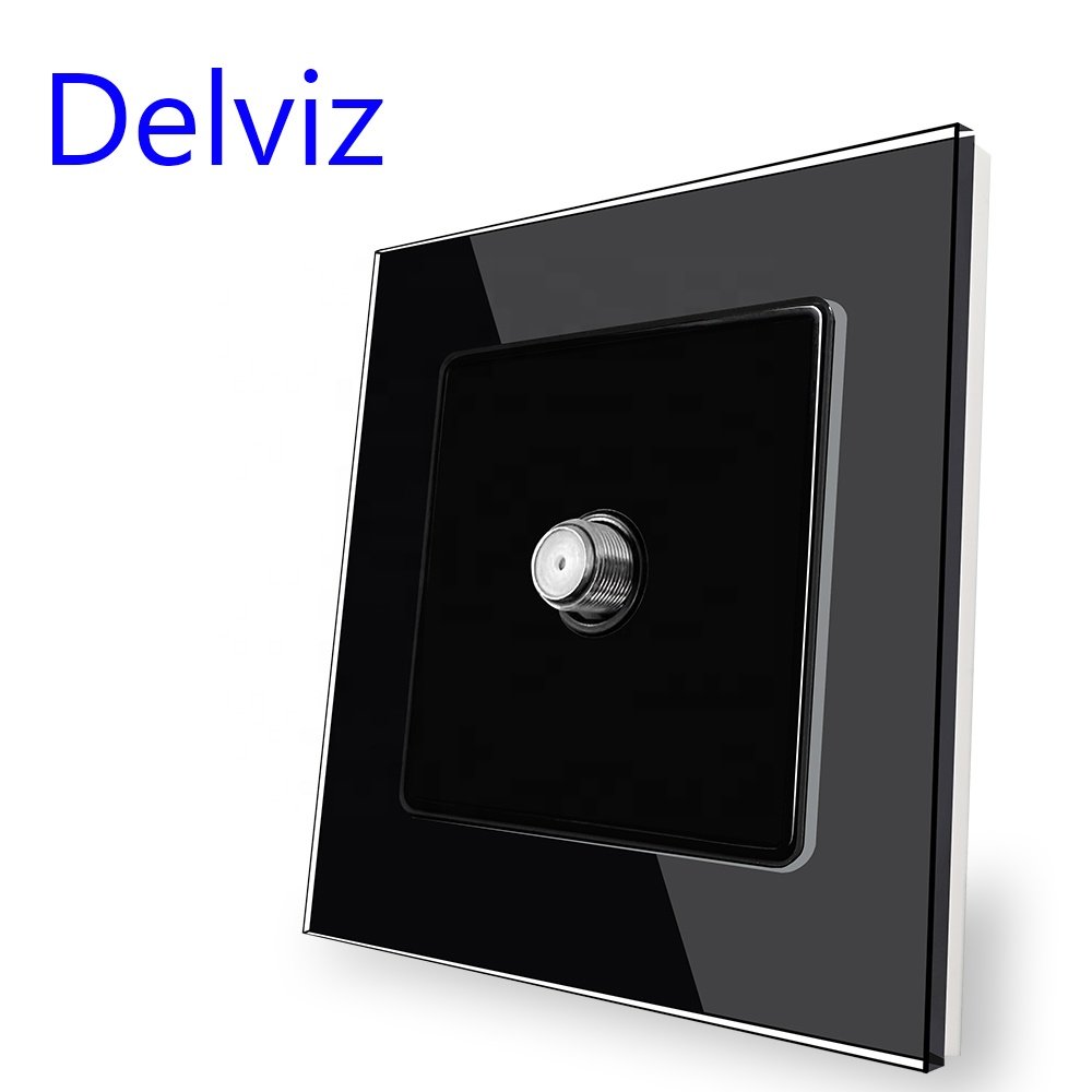 Delviz 86mm * 86mm White Crystal glass Panel, Plug jacks Electric power Outlet, Satellite interface Wall Socket