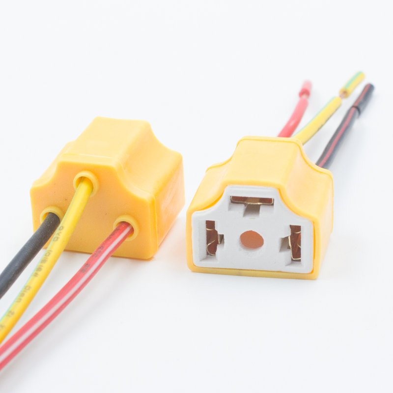 H4 ceramic plug H4 hi/lo LED headlight fog light socket bulb holder 9003 HB2 lamps Holder 3 Pin Plug H4 Socket connector