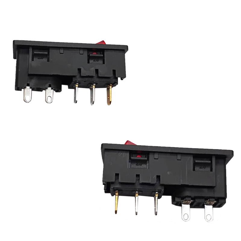 AC Plug and Socket C8 with 3-Pin On/Off Red Switch Snap-In Power Socket 2-in-1 AC power socket