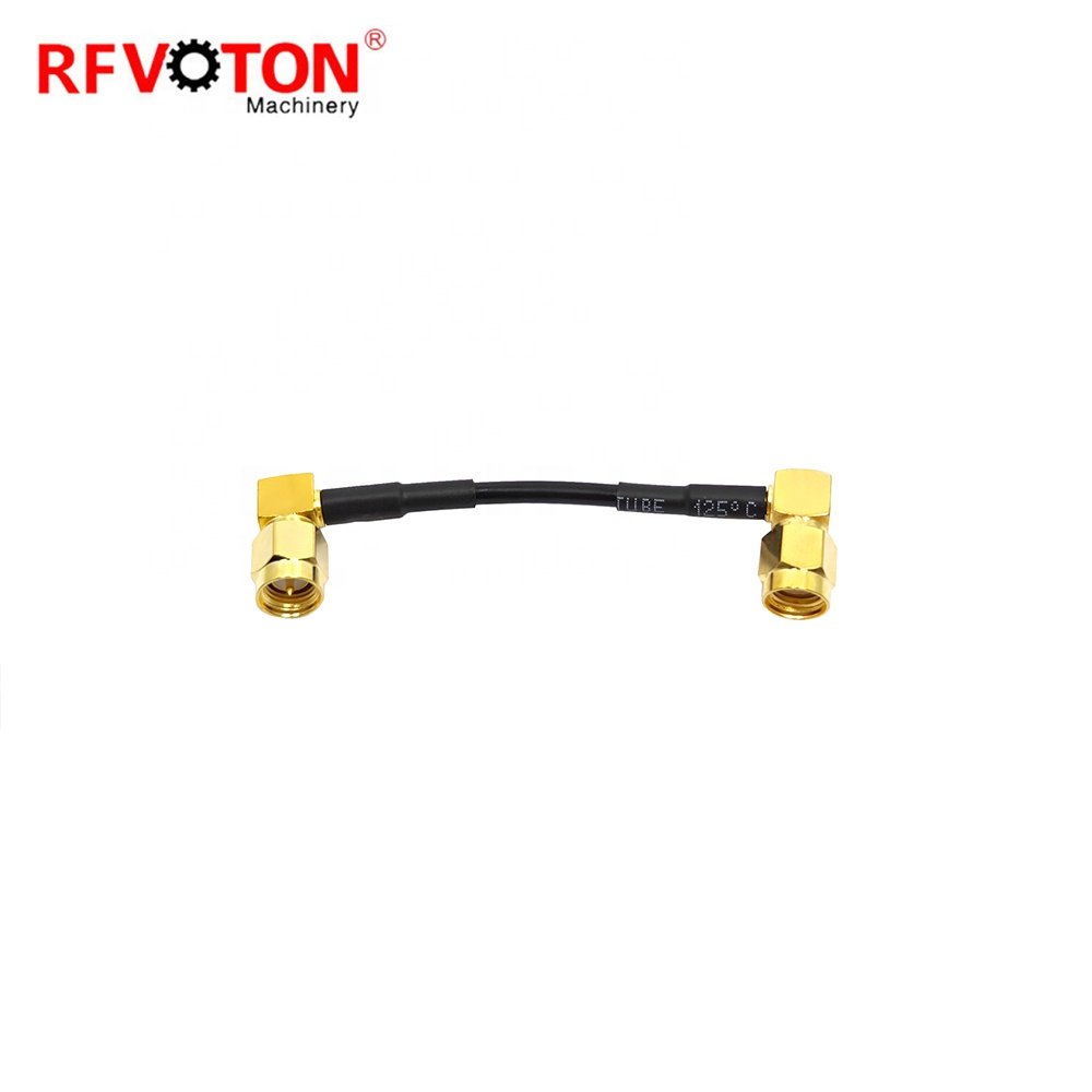 Online Wholesale 10CM RP SMA 90 degree right angle male plug to SMA male plug for RG174 pigtail coaxial cable