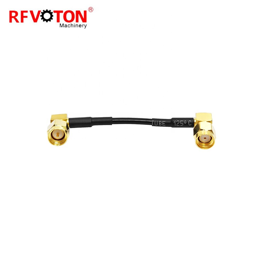 Online Wholesale 10CM RP SMA 90 degree right angle male plug to SMA male plug for RG174 pigtail coaxial cable