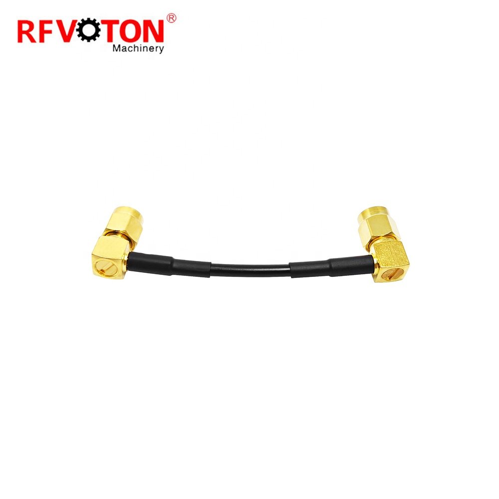 Online Wholesale 10CM RP SMA 90 degree right angle male plug to SMA male plug for RG174 pigtail coaxial cable