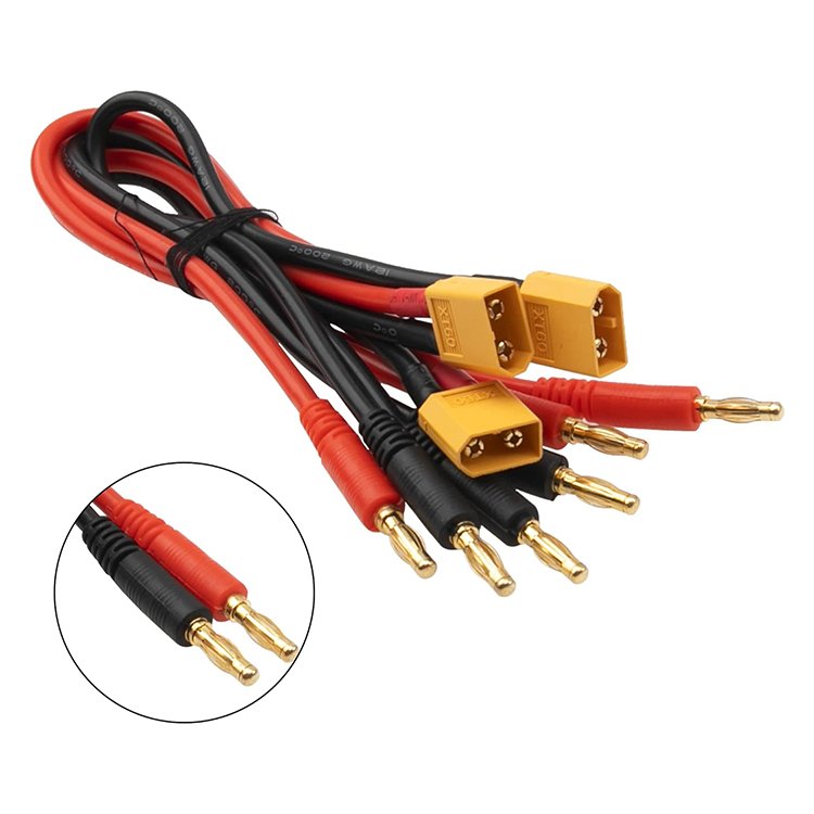 14AWG XT60 Male Plug to 4mm Banana Connector Cable for RC Lipo Battery Charge FPV Drone