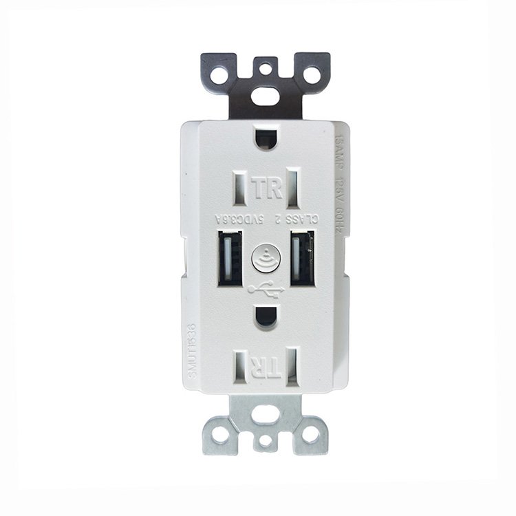 smart wall outlet socket usb adapter charging outlets 15A with WIFI function two TYPE A port USB Charger output 3.6A 5V