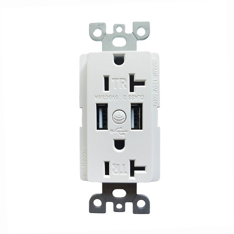 smart wall outlet socket usb adapter charging outlets 15A with WIFI function two TYPE A port USB Charger output 3.6A 5V