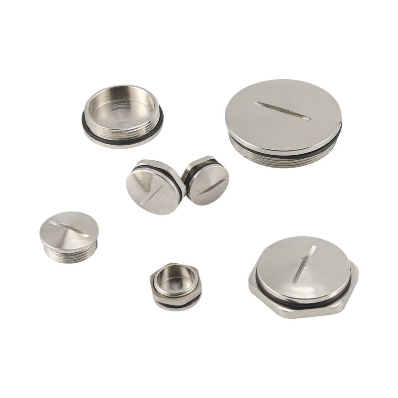 NPT Metal Round top plug brass Nickel Plated waterproof grommet screw plug stop Blind