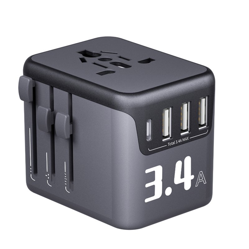 International converter Plug Port 3.4A 3U+1C AU US UK EU World AC Power Universal Travel Adapter Charger