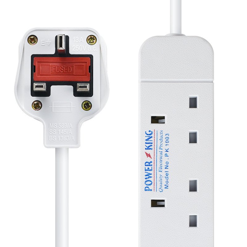 Power Strip with Extension Cord and Socket, African British Standard UK Plug 13A 3-meter Length