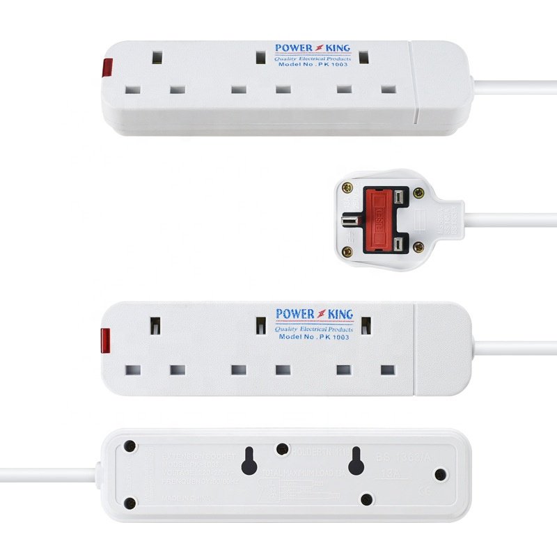 Power Strip with Extension Cord and Socket, African British Standard UK Plug 13A 3-meter Length