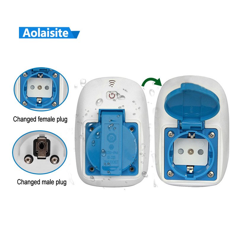 IP44 Muti Function EU OEM Smart Wifi Plug Outdoor Housing Remote Control Waterproof Smart Socket Enclosure For Outdoor
