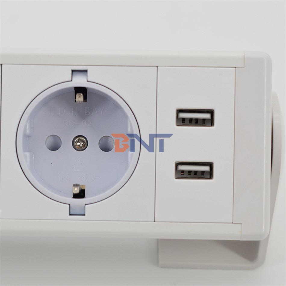 Flexible USA Installed Under Tables/Chairs/Sofa Edge Power Strip Hanging Electric Extension Sockets With USB Port