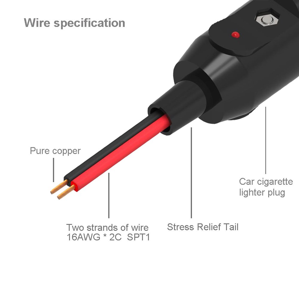 12V Car Cigarette Lighter Plug to DC Power Adapter Cable for Car Electronic Appliances