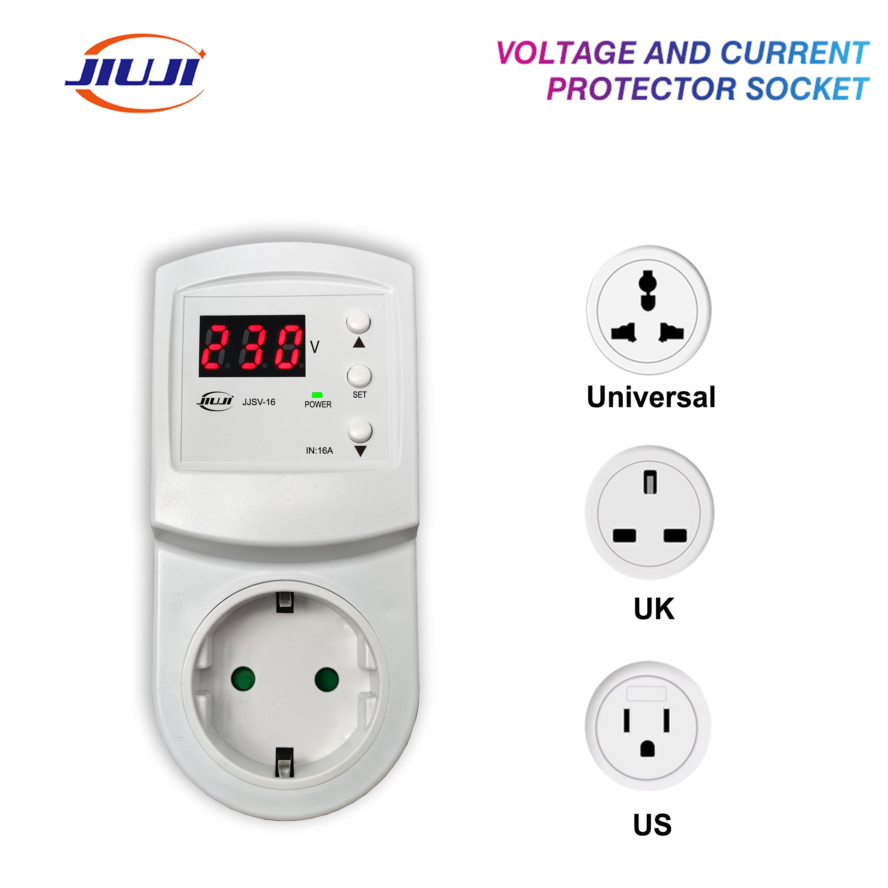 16a Plug Socket Multi Function Current Voltage Surge Protector Relay Digital Display Stabilizer Regulator Domestic Appliance