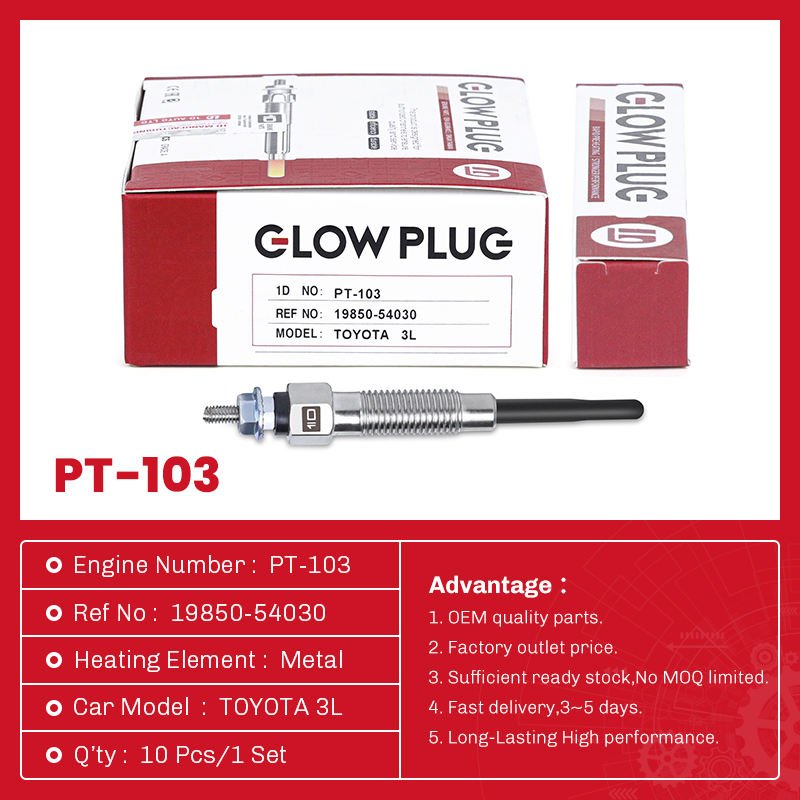 1D AUTO PARTS Engine Spare Parts High quality productsGlow Plug PT-103 19850-54030 for TOYOTA 2L