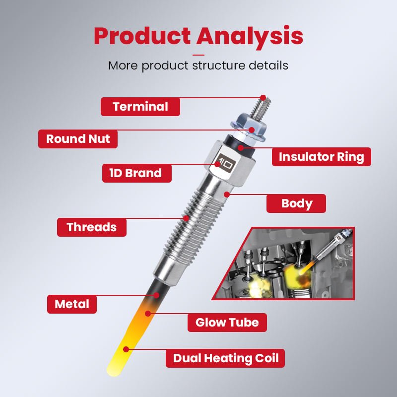 1D AUTO PARTS Engine Spare Parts High quality productsGlow Plug PT-103 19850-54030 for TOYOTA 2L