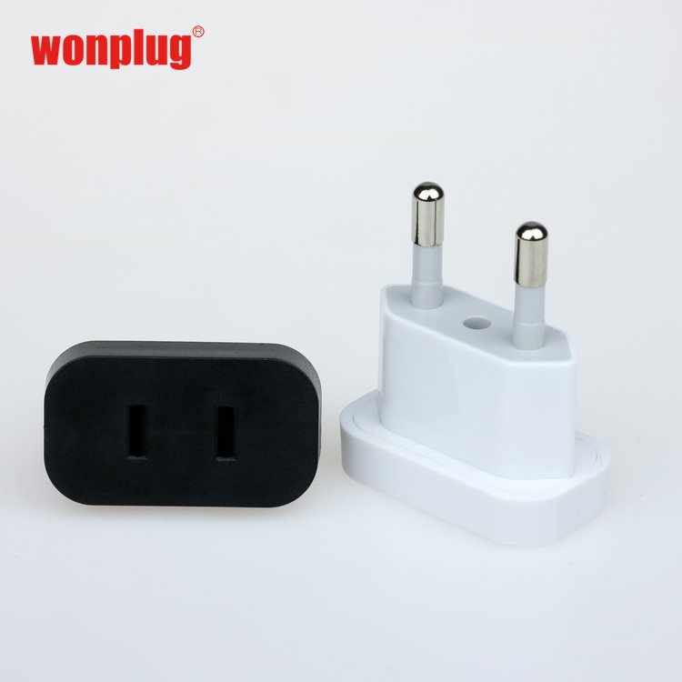 wonplug GZWP4.0 4.8mm USA Japan to EU travel adapter Mini portable electrical plug and sockets Type A to Type E electrical plug