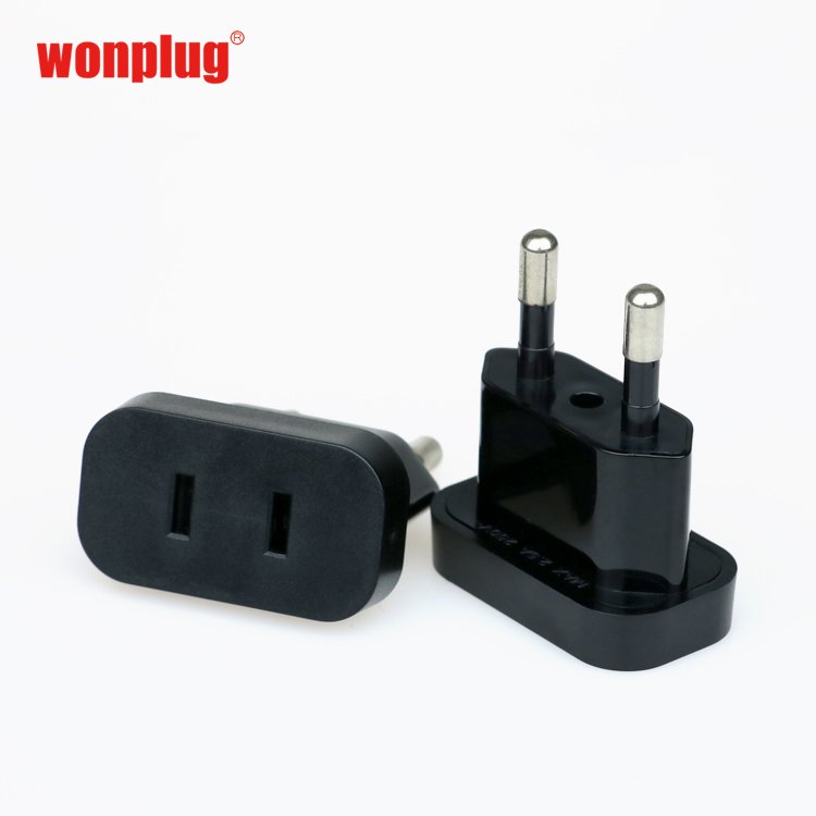 wonplug GZWP4.0 4.8mm USA Japan to EU travel adapter Mini portable electrical plug and sockets Type A to Type E electrical plug