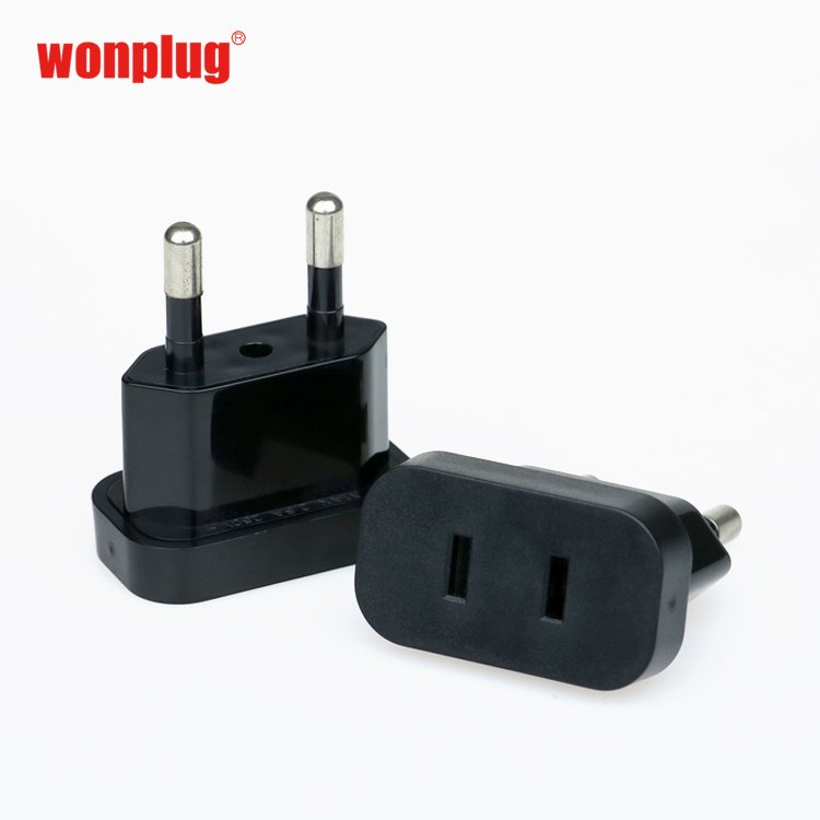 wonplug GZWP4.0 4.8mm USA Japan to EU travel adapter Mini portable electrical plug and sockets Type A to Type E electrical plug