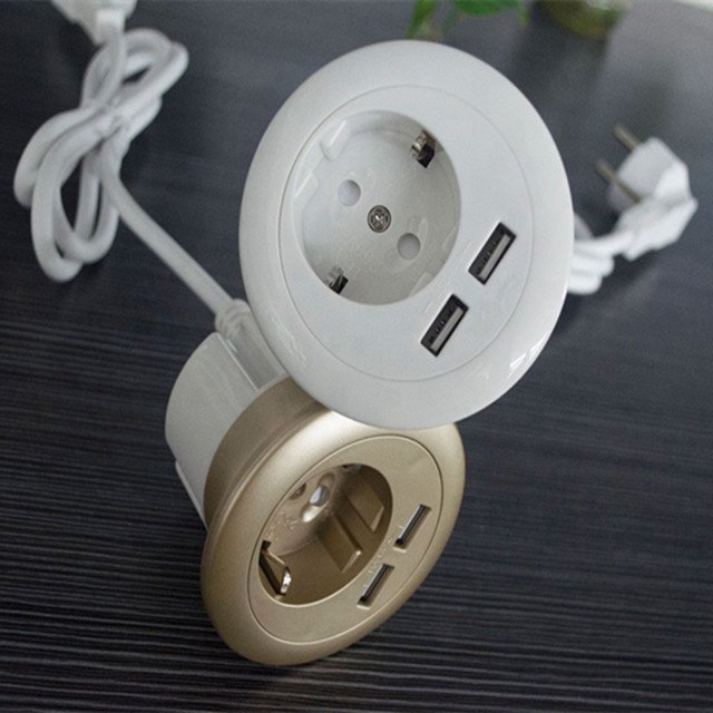 Multi Power Strip Outlet 3 USB Port Socket Plug 1.2 meters Cable Extension Electrical round table sofa dual usb charger socket