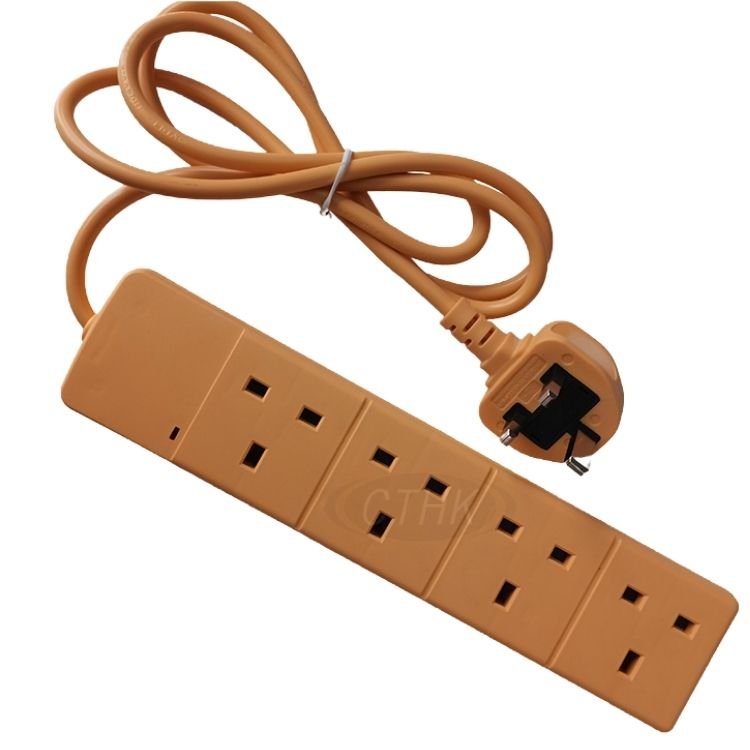 Colorful Electric Extension Lead 4 Gang 2 Metre | 2m Long Cable | UK Plug 3 Pin Socket Outlet | Wall Mountable
