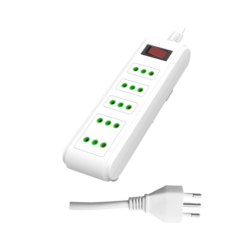 Chilian standard white household safeguard 4-way extension socket electrical switches and plug power strip