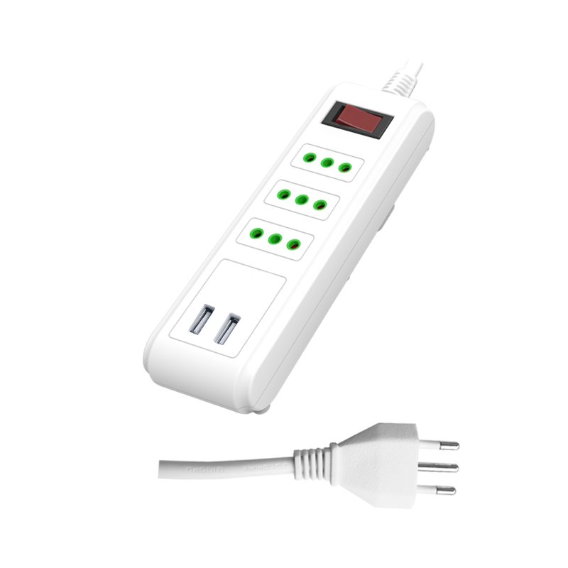 Chilian standard white household safeguard 4-way extension socket electrical switches and plug power strip