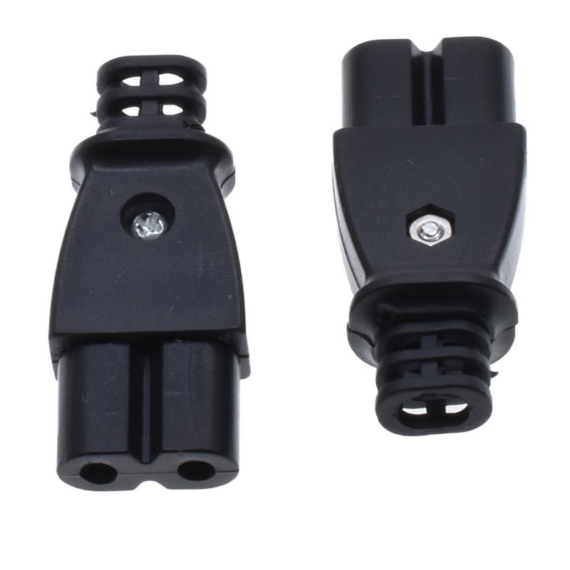 C7 Power Plug IEC C8 Wiring Connector 2 Jacks Self wiring Cord 2.5A 250V For DIY Wire Electric Plug