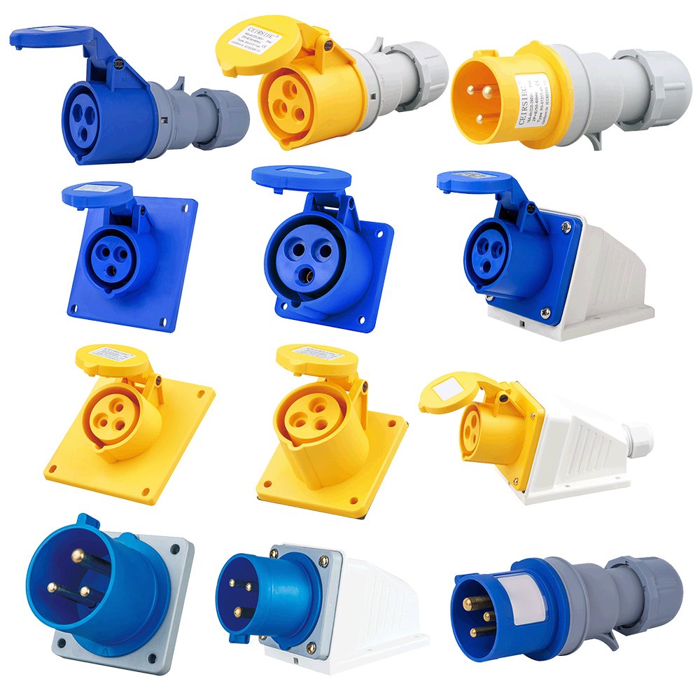 32 Amp Electrical Waterproof Industrial Plug and Socket AC Power Socket with Fuse IP 44 3 Pin 4 Pin 5 Pin Commercial IP44 / IP67