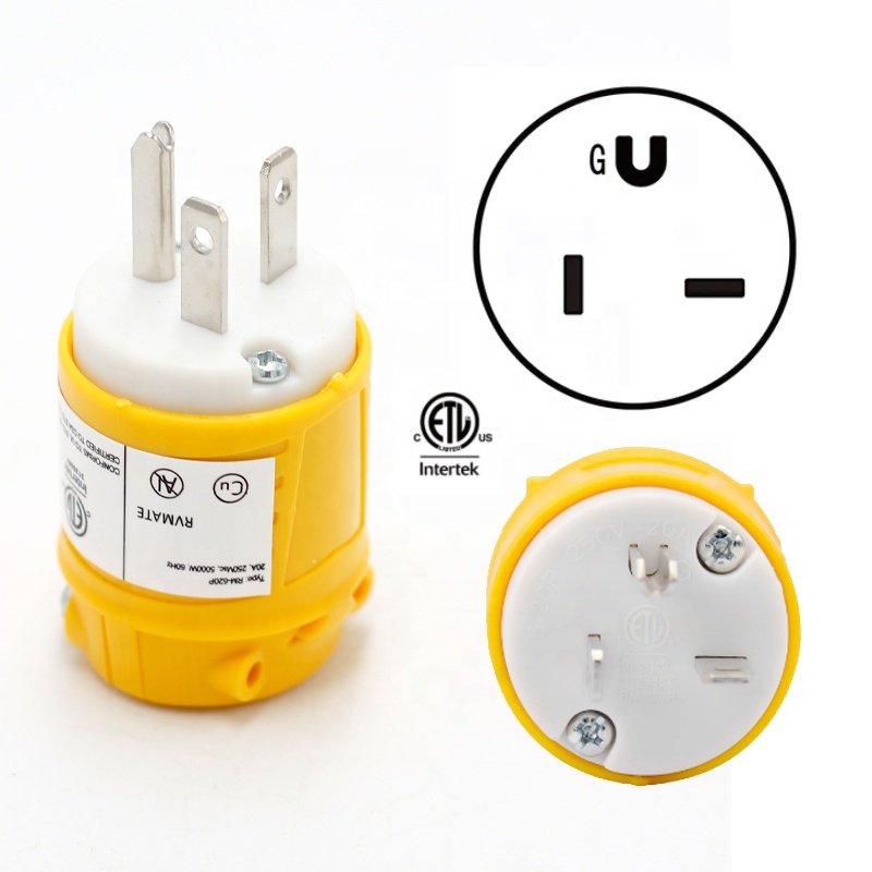 USA NEMA 6-20P Male Plug 3 Pin 20A Generator Plug Twist Lock Replacement