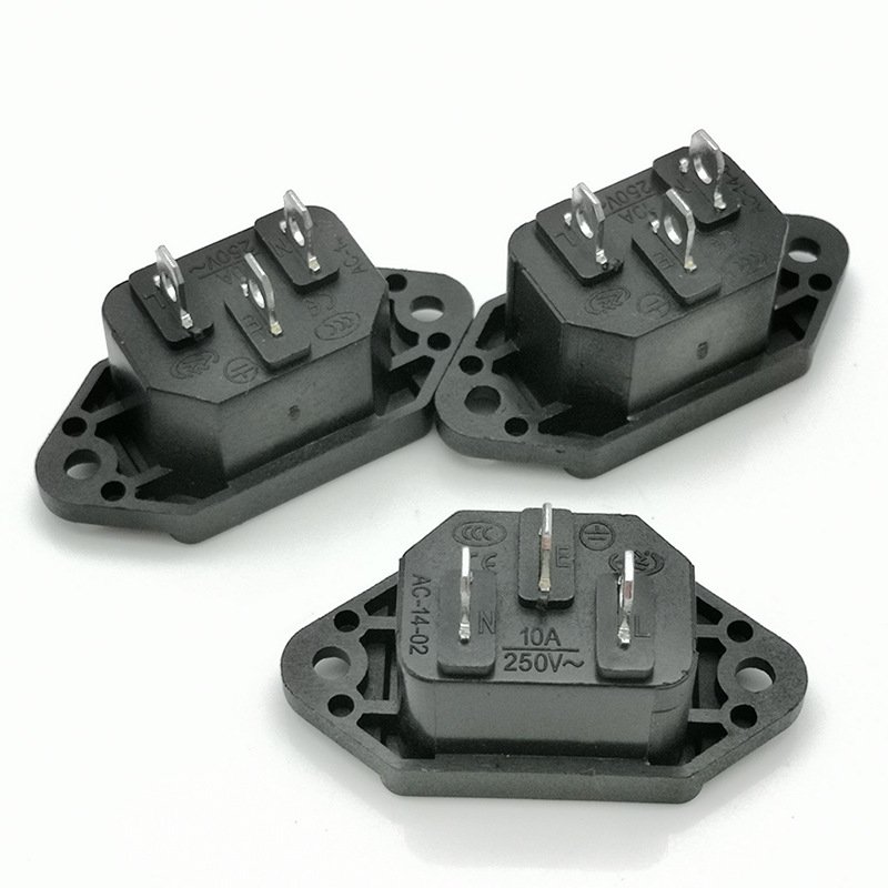 AC 250V 10A IEC 3 pin AC 04 Panel Mount Plug Adapter Power Connector Socket