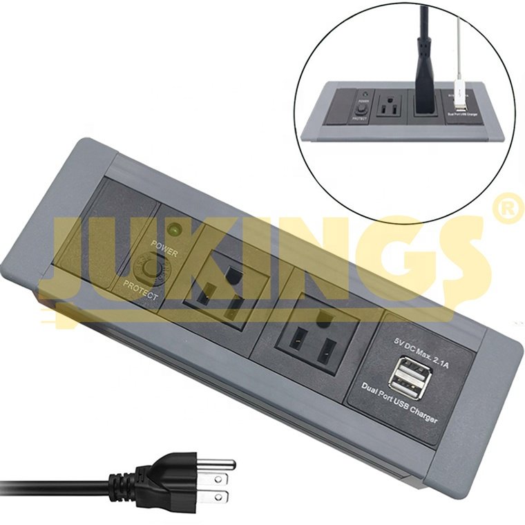 USA Flat Desktop Recessed Electrical Socket USB Multi-Ac Outlet 125V Rated Voltage 15A Rated Socket OEM Available