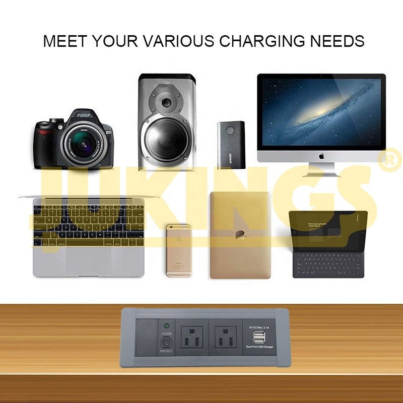 USA Flat Desktop Recessed Electrical Socket USB Multi-Ac Outlet 125V Rated Voltage 15A Rated Socket OEM Available